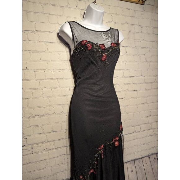 Xscape vintage beaded silk mermaid gown formal 4 - Picture 2 of 6